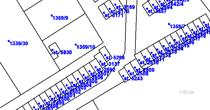 Parcela st. 5298 v KÚ Hranice, Katastrální mapa
