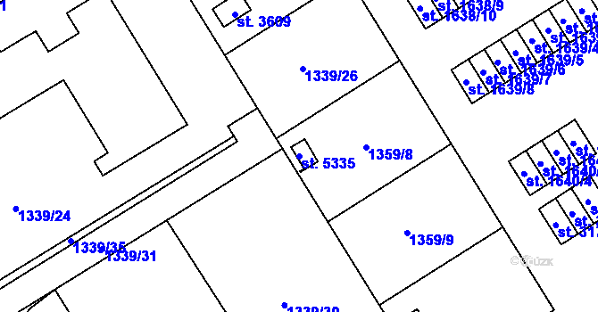 Parcela st. 5335 v KÚ Hranice, Katastrální mapa
