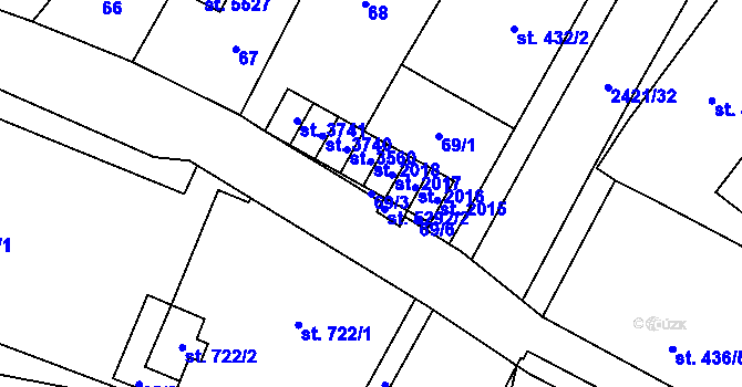 Parcela st. 69/3 v KÚ Hranice, Katastrální mapa