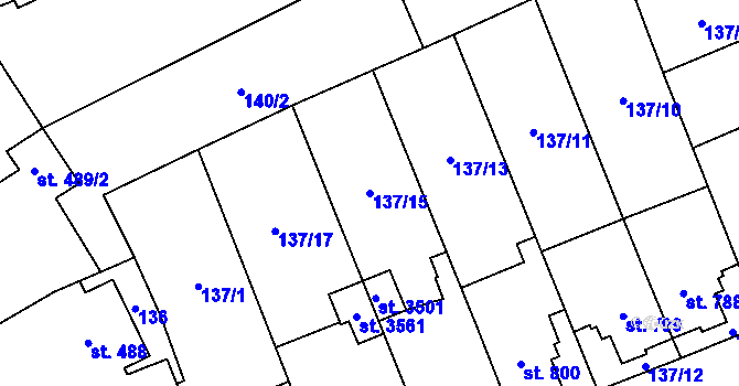 Parcela st. 137/15 v KÚ Hranice, Katastrální mapa