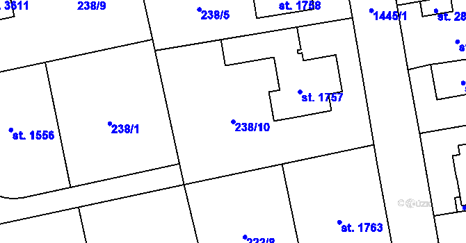 Parcela st. 238/10 v KÚ Hranice, Katastrální mapa