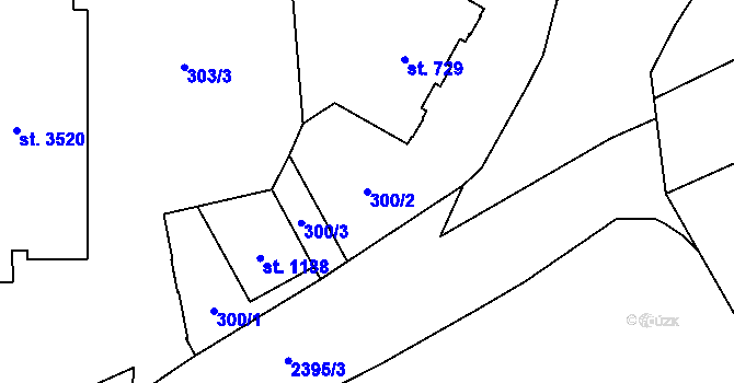 Parcela st. 300/2 v KÚ Hranice, Katastrální mapa