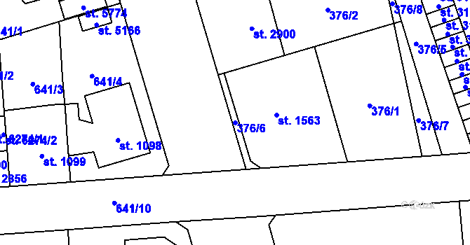 Parcela st. 376/6 v KÚ Hranice, Katastrální mapa