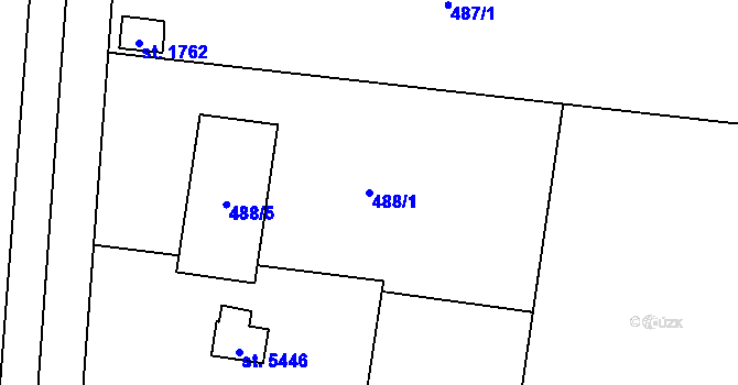 Parcela st. 488/1 v KÚ Hranice, Katastrální mapa