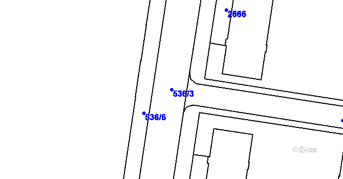 Parcela st. 536/3 v KÚ Hranice, Katastrální mapa