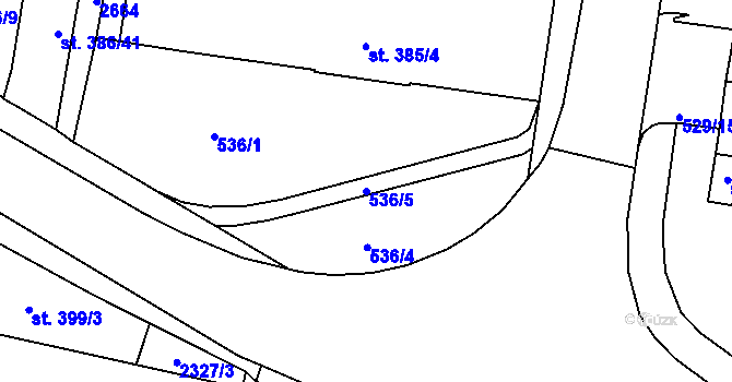 Parcela st. 536/5 v KÚ Hranice, Katastrální mapa