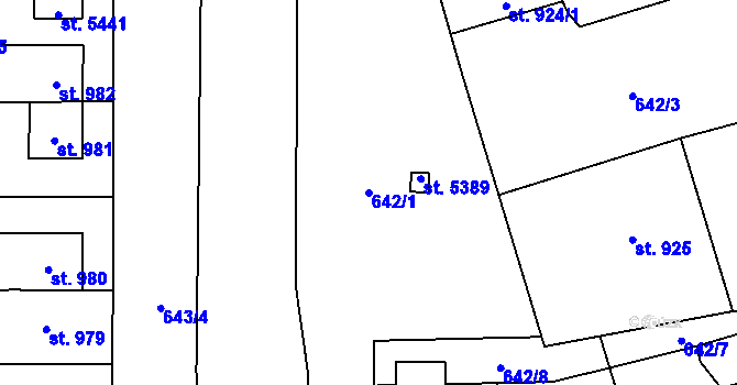 Parcela st. 642/1 v KÚ Hranice, Katastrální mapa