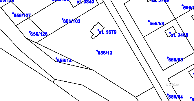 Parcela st. 656/13 v KÚ Hranice, Katastrální mapa