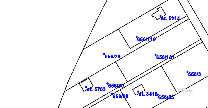 Parcela st. 656/29 v KÚ Hranice, Katastrální mapa
