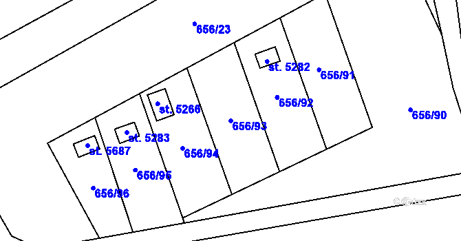 Parcela st. 656/93 v KÚ Hranice, Katastrální mapa