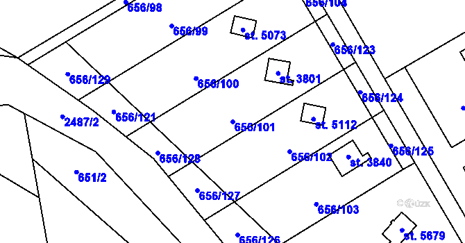 Parcela st. 656/101 v KÚ Hranice, Katastrální mapa