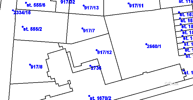 Parcela st. 917/12 v KÚ Hranice, Katastrální mapa