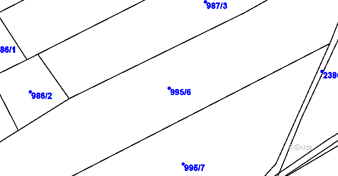 Parcela st. 995/6 v KÚ Hranice, Katastrální mapa