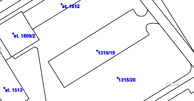 Parcela st. 1315/19 v KÚ Hranice, Katastrální mapa