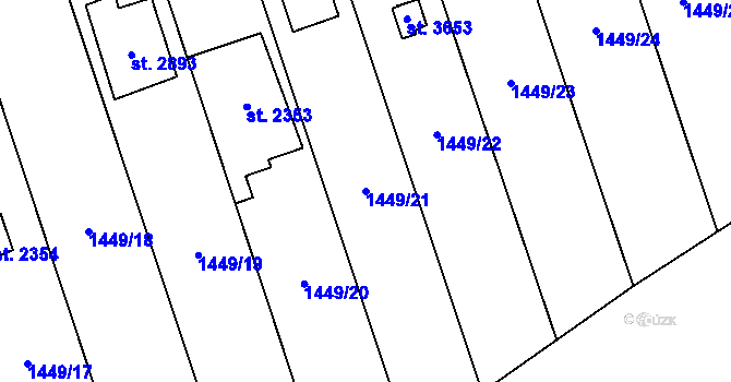 Parcela st. 1449/21 v KÚ Hranice, Katastrální mapa
