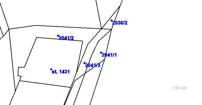 Parcela st. 2041/1 v KÚ Hranice, Katastrální mapa