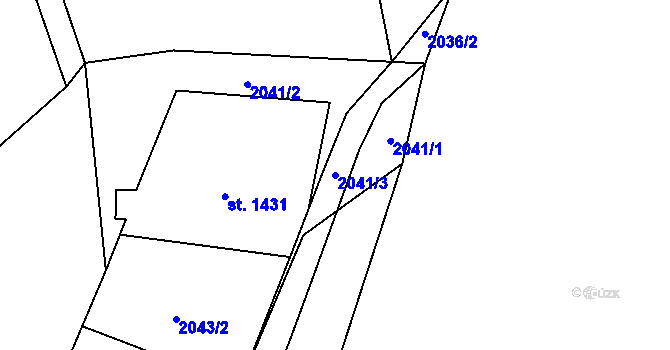 Parcela st. 2041/3 v KÚ Hranice, Katastrální mapa