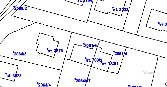 Parcela st. 2061/5 v KÚ Hranice, Katastrální mapa