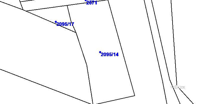 Parcela st. 2095/14 v KÚ Hranice, Katastrální mapa