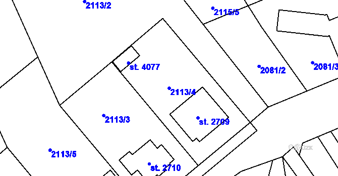 Parcela st. 2113/4 v KÚ Hranice, Katastrální mapa