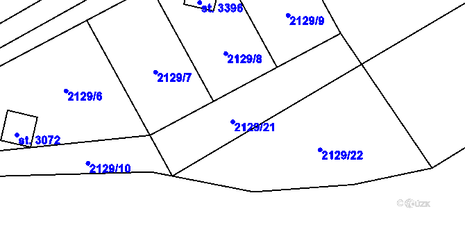 Parcela st. 2129/21 v KÚ Hranice, Katastrální mapa