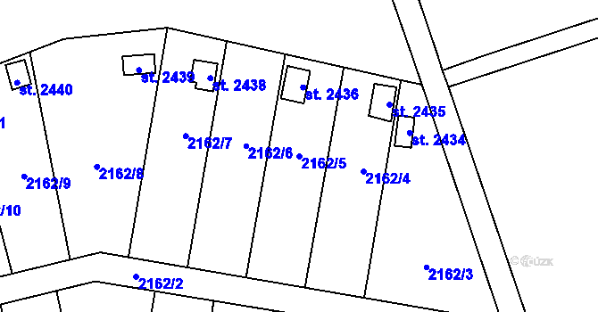 Parcela st. 2162/5 v KÚ Hranice, Katastrální mapa