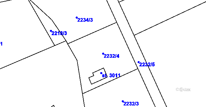 Parcela st. 2232/4 v KÚ Hranice, Katastrální mapa