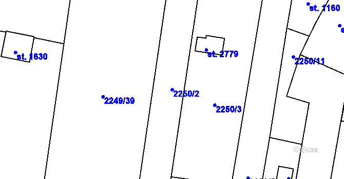 Parcela st. 2250/2 v KÚ Hranice, Katastrální mapa