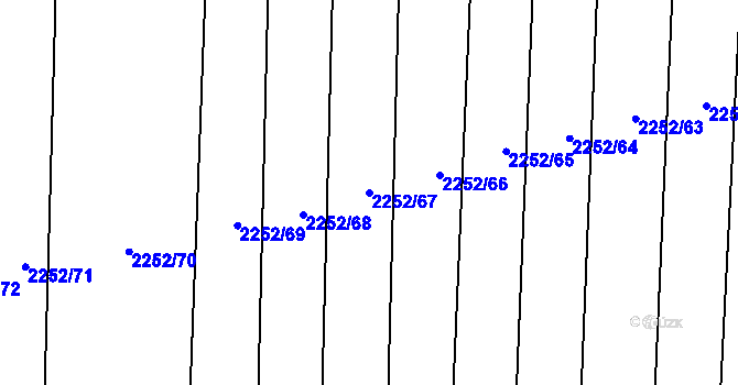 Parcela st. 2252/67 v KÚ Hranice, Katastrální mapa