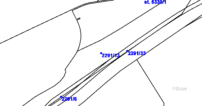 Parcela st. 2291/13 v KÚ Hranice, Katastrální mapa