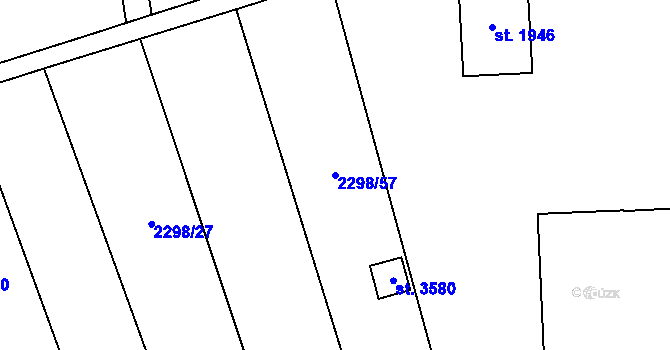 Parcela st. 2298/57 v KÚ Hranice, Katastrální mapa