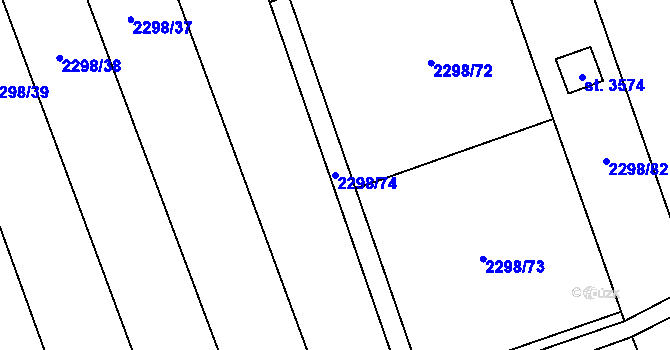 Parcela st. 2298/74 v KÚ Hranice, Katastrální mapa