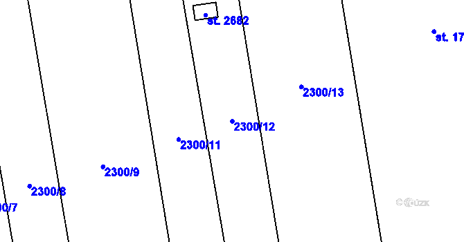 Parcela st. 2300/12 v KÚ Hranice, Katastrální mapa