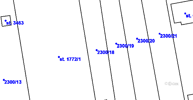 Parcela st. 2300/18 v KÚ Hranice, Katastrální mapa