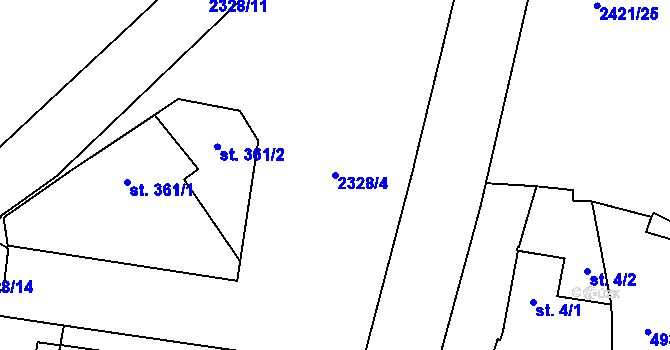 Parcela st. 2328/4 v KÚ Hranice, Katastrální mapa
