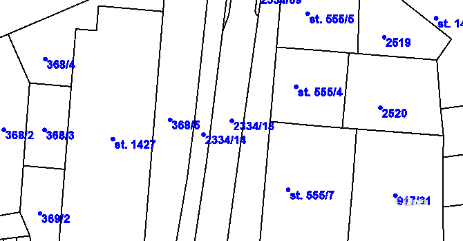 Parcela st. 2334/18 v KÚ Hranice, Katastrální mapa