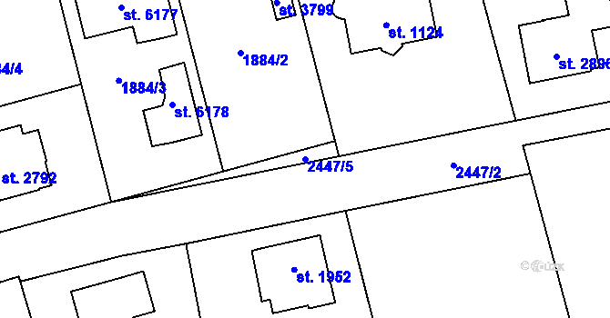 Parcela st. 2447/5 v KÚ Hranice, Katastrální mapa