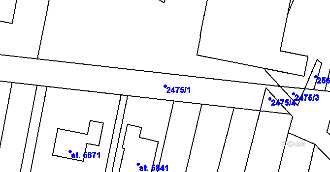 Parcela st. 2475/1 v KÚ Hranice, Katastrální mapa