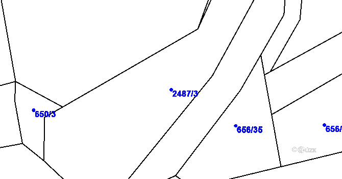 Parcela st. 2487/3 v KÚ Hranice, Katastrální mapa