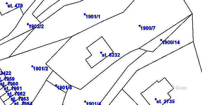Parcela st. 6232 v KÚ Hranice, Katastrální mapa