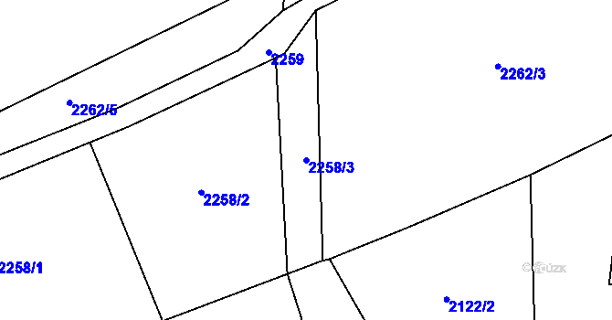 Parcela st. 2258/3 v KÚ Hranice, Katastrální mapa