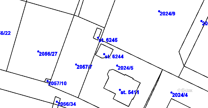 Parcela st. 6244 v KÚ Hranice, Katastrální mapa