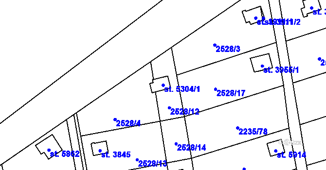 Parcela st. 5304/1 v KÚ Hranice, Katastrální mapa