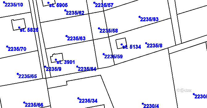 Parcela st. 2235/59 v KÚ Hranice, Katastrální mapa