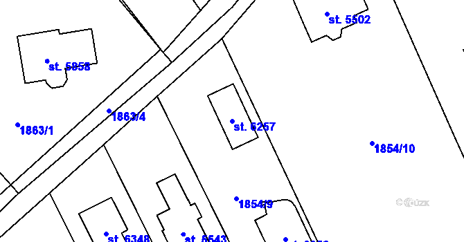 Parcela st. 6257 v KÚ Hranice, Katastrální mapa