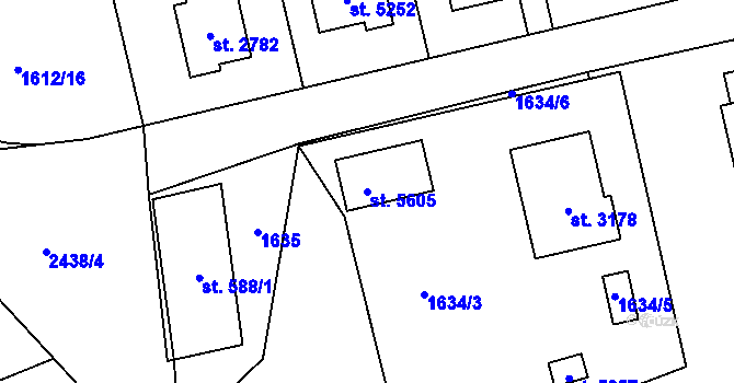 Parcela st. 5605 v KÚ Hranice, Katastrální mapa