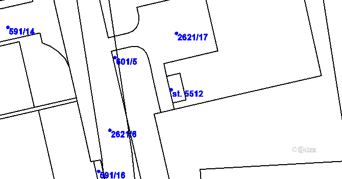 Parcela st. 5512 v KÚ Hranice, Katastrální mapa