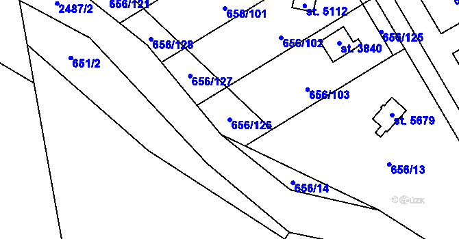 Parcela st. 656/126 v KÚ Hranice, Katastrální mapa