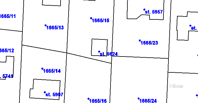 Parcela st. 5624 v KÚ Hranice, Katastrální mapa