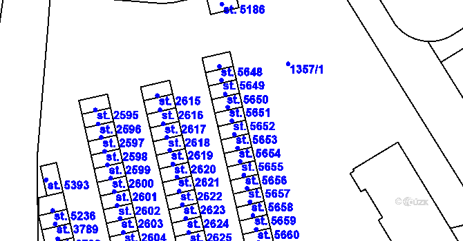 Parcela st. 5652 v KÚ Hranice, Katastrální mapa